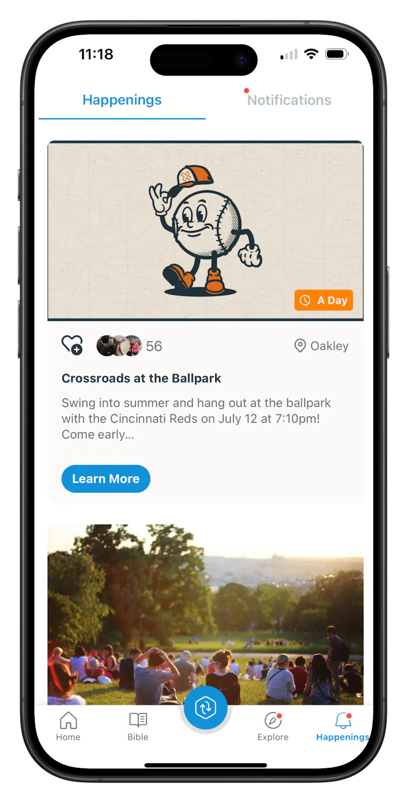 image of happenings in the app