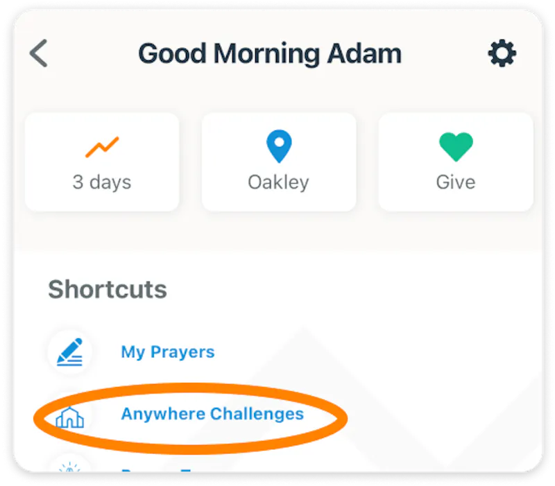 anywhere challenges button