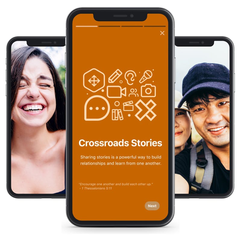 images of sharing your story in the crossroads app